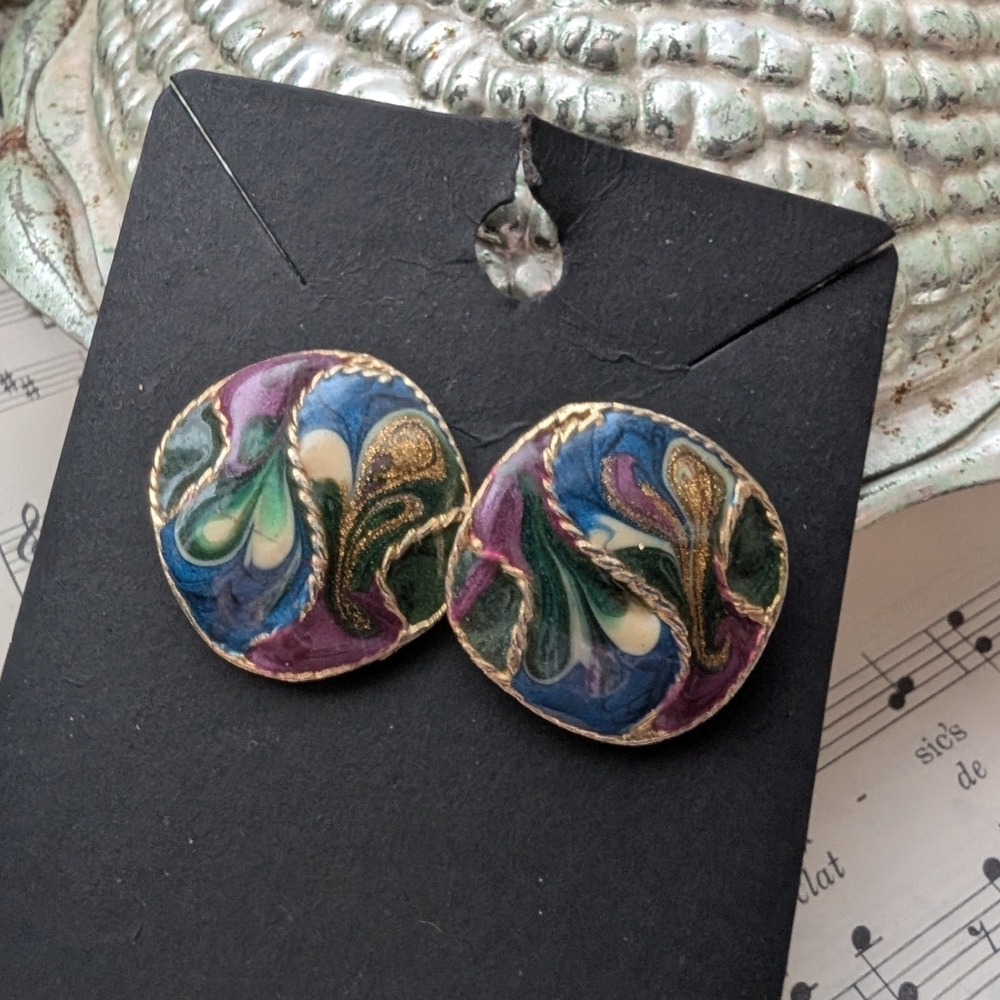 Vintage Colourful Enamel Earrings